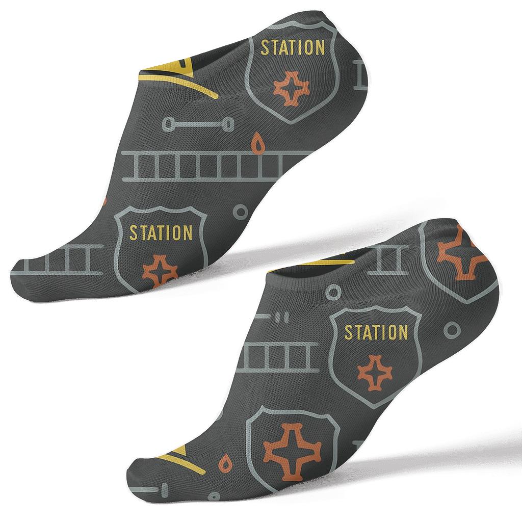 Fire Fighter Ladder Stripe Crest Tiling stylish athletic ankle socks