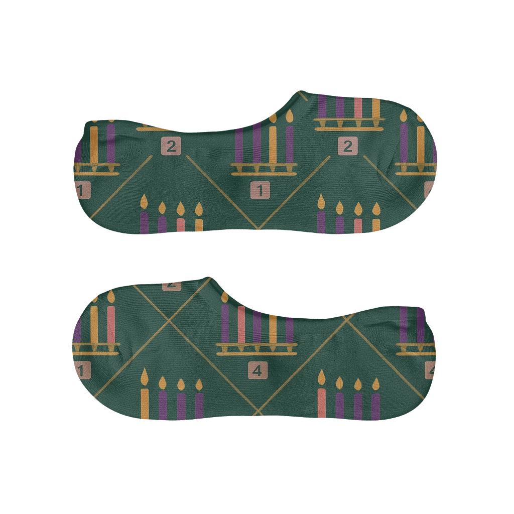 Modern Advent Candles Emblem Lattice custom no-show socks