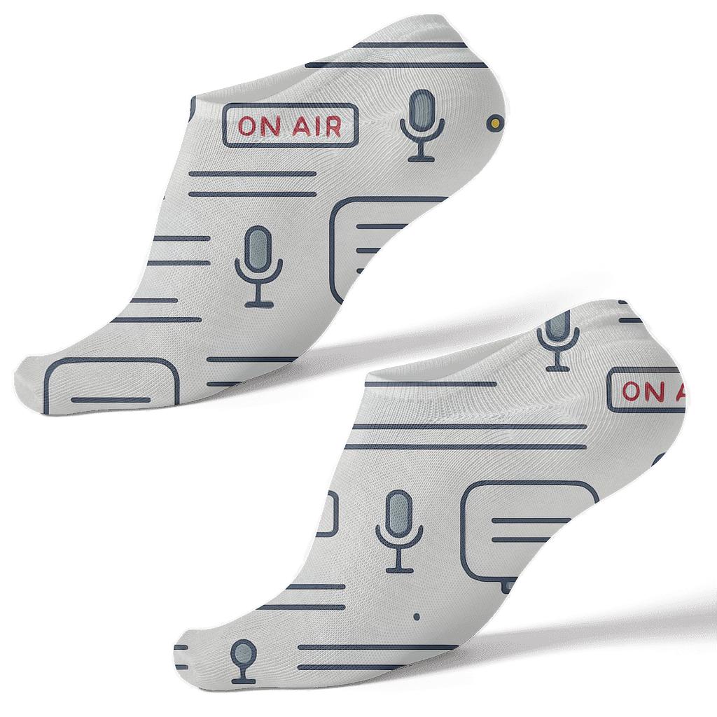 Teleprompter Ticker Lattice With News Anchor Flair custom ankle socks