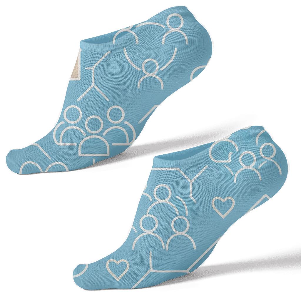 Community Blueprint Lattice With Social Worker Icons unique graphic ankle socks