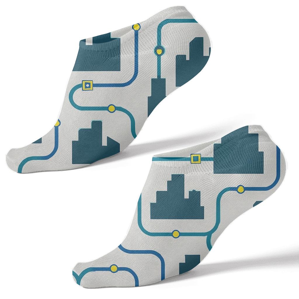 Transit Loops For Urban Planner Blueprint Pattern premium sports ankle socks