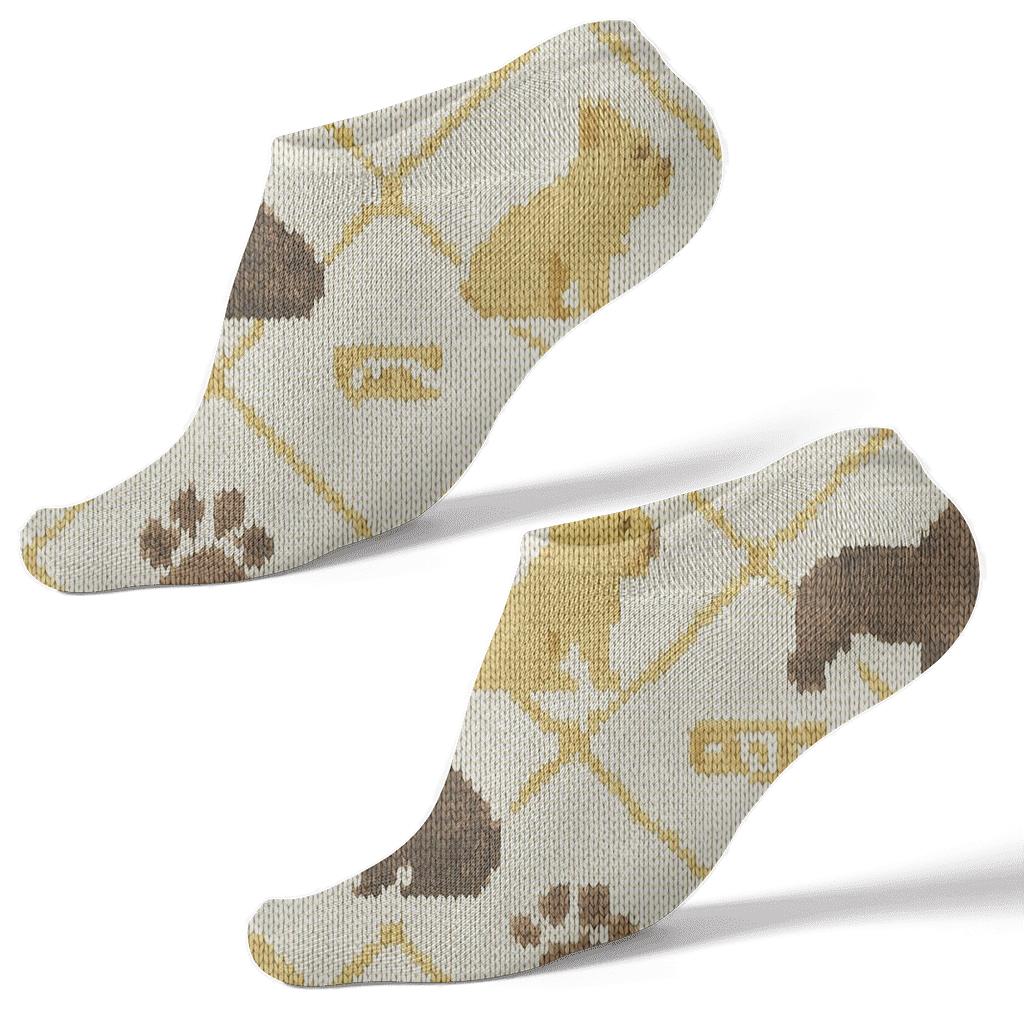 Brindle Bulldog Knit Illusion Diamond Tiles personalized ankle socks