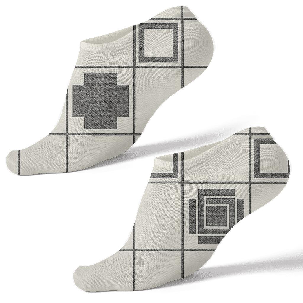 Charcoal And Ivory Nested Progressive Checker With Concentric Square Insets comfortable cotton ankle socks