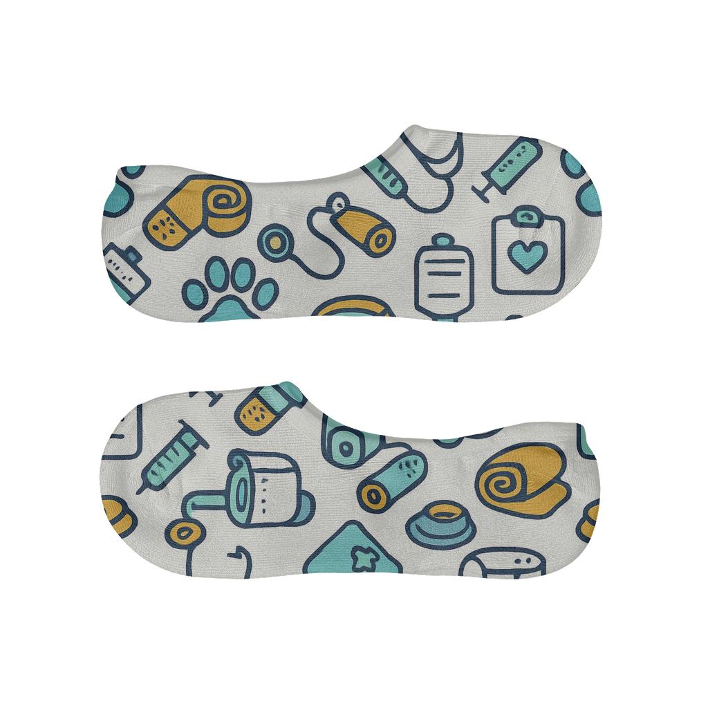 Veterinary Technician Paw Print Lattice In Clinic Blues trendy no-show sock styles