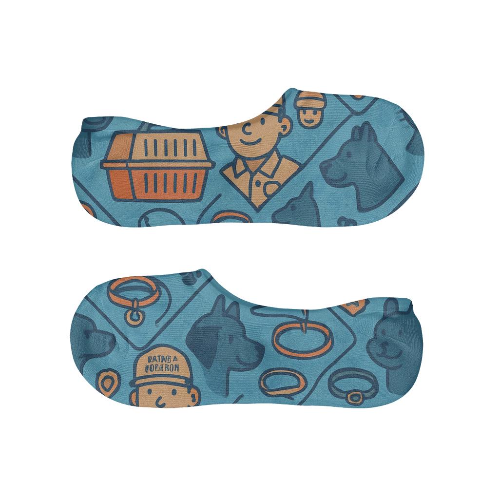 Tessellated Animal Control Officer Rescue Icons On Sky Blue comfortable invisible socks