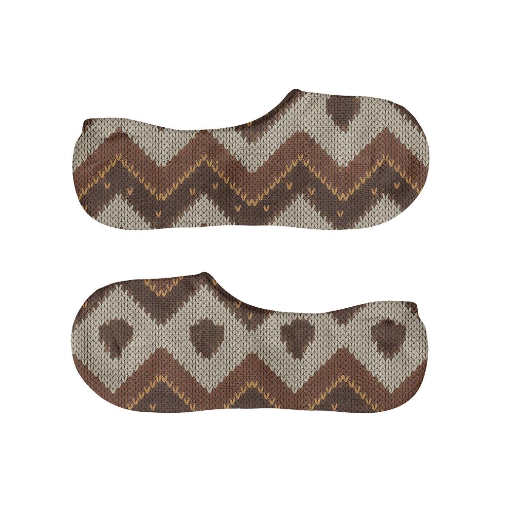 Knitted Illusion Guitar String Chevron Blanket Print trendy no-show sock styles