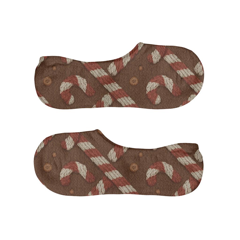 Peppermint Lattice Candy Canes Pattern soft cotton no-show socks