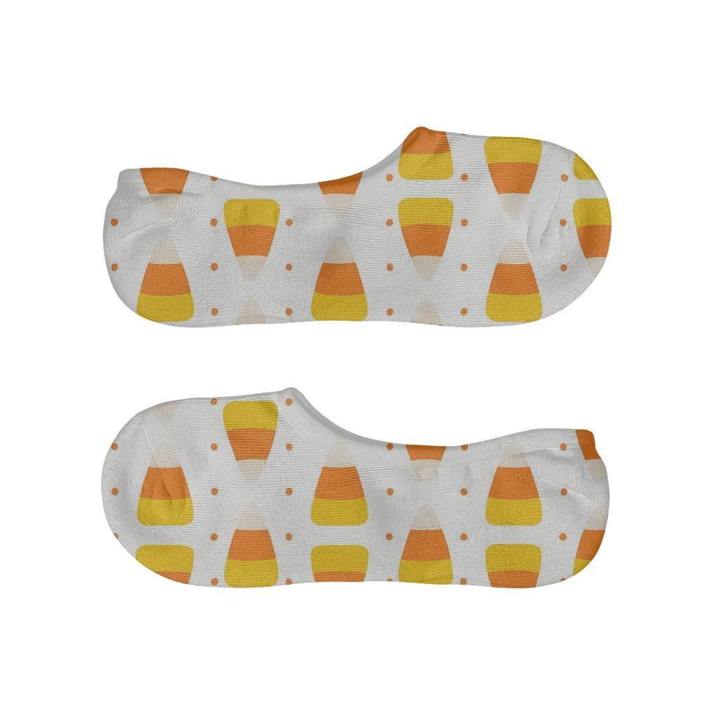 Orange Candy Corn Ladder Stripe On White Background anti-slip no-show socks