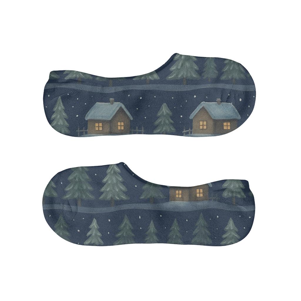 Winter Landscape Bands, Holiday Edition anti-slip no-show socks