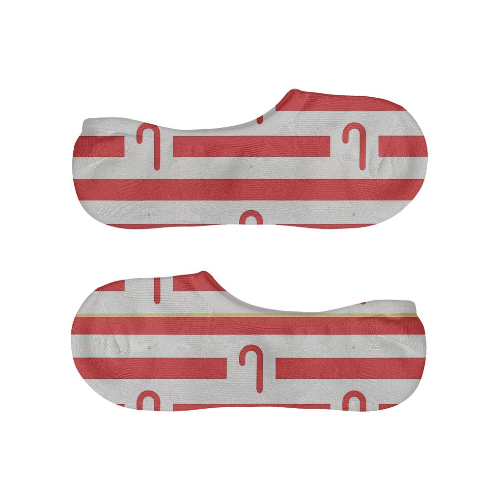 Minimal Stripe Interrupt Bands, Candy Canes soft cotton no-show socks