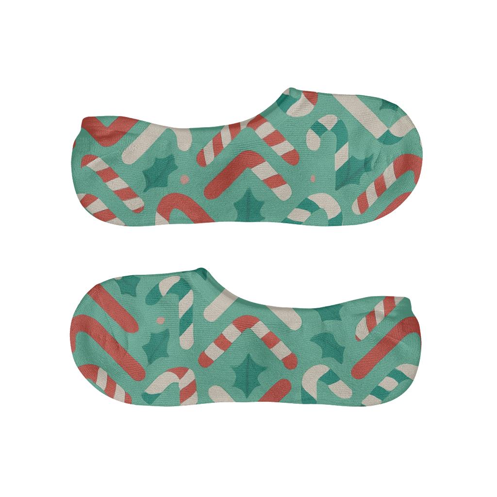 Candy Canes Chevron Hooks On Mint Field unique hidden socks