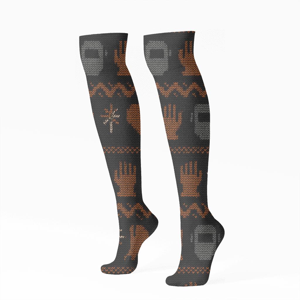 Knitted Welder Mask And Spark Fair Isle comfortable cotton knee-high socks
