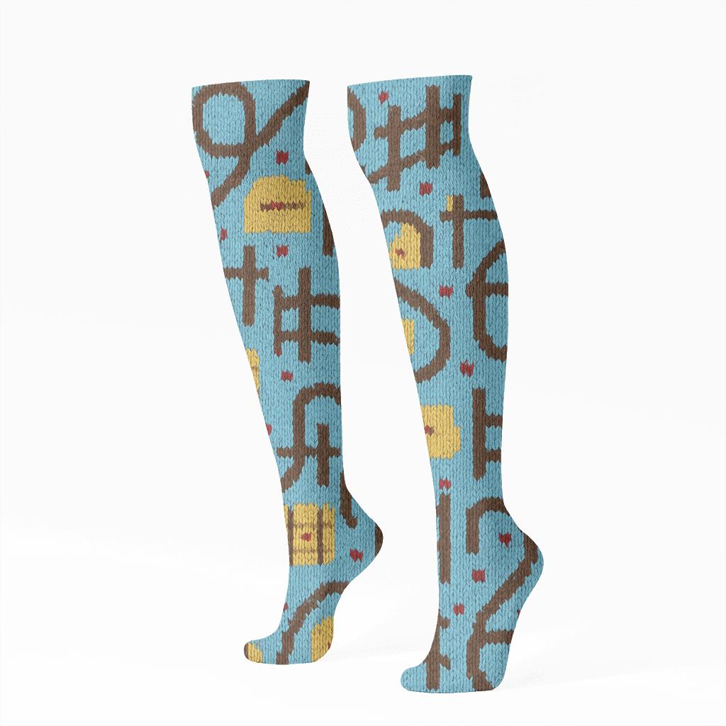 Rancher Lasso And Fencepost Knit Illusion Repeat stylish athletic knee-high socks
