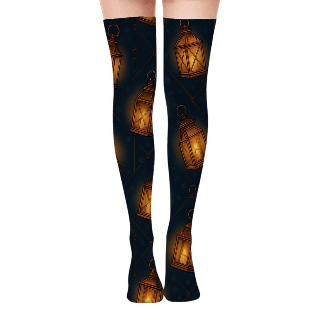 Midnight Lattice Lantern Tiling personalized over-the-knee socks