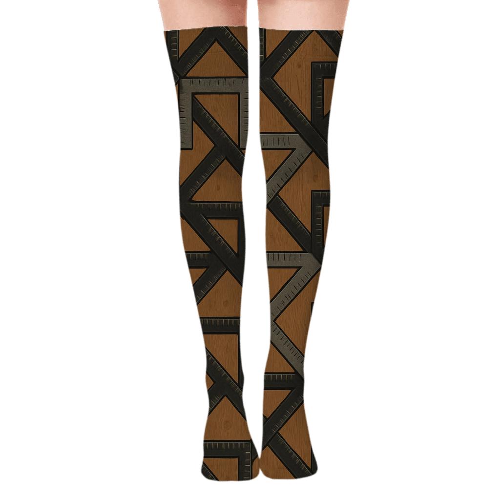 Carpenter Squares In Minimal Lattice Pattern trendy patterned over-the-knee socks