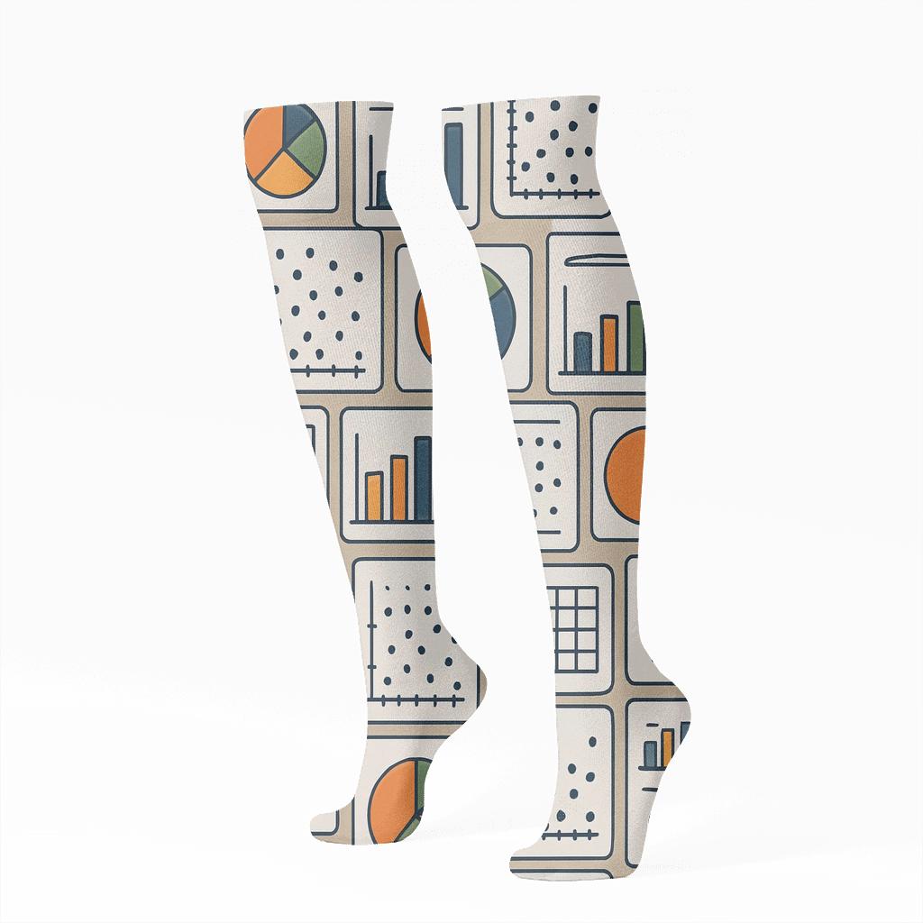 Infographic Patchwork For The Data Analyst trendy patterned knee-high socks