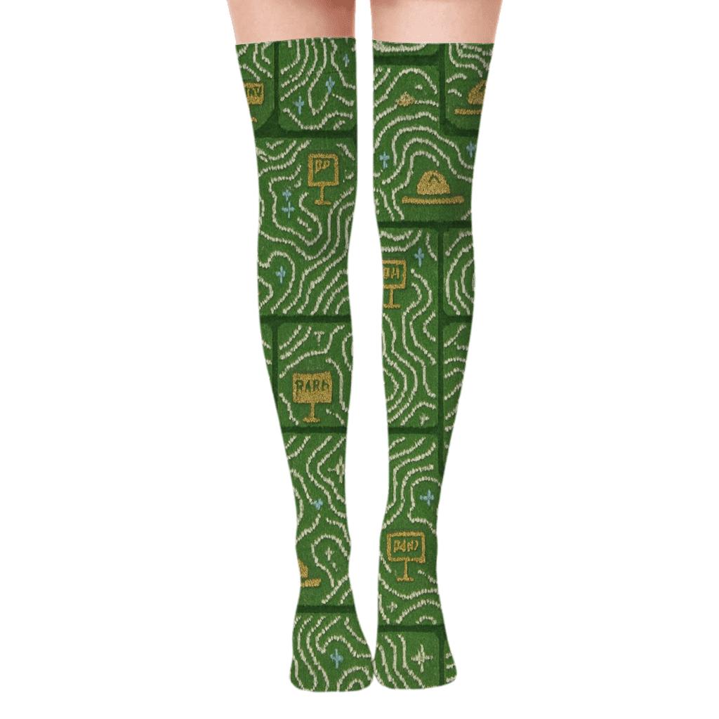 Trail Map Weave With Park Ranger Icons trendy patterned over-the-knee socks