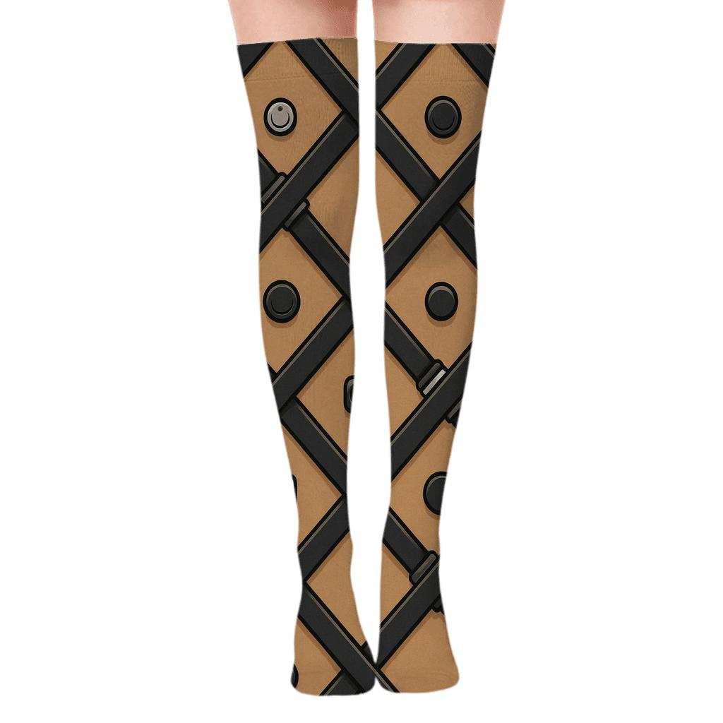 Camera Strap Lattice, Photographer Edition designer print over-the-knee socks