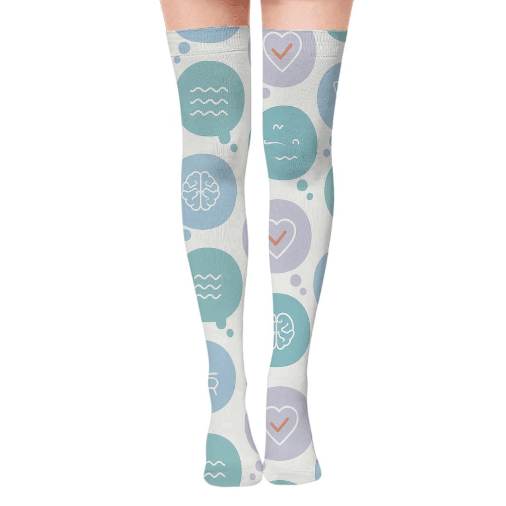 Thought Bubble Grid With Psychologist Symbols custom over-the-knee socks
