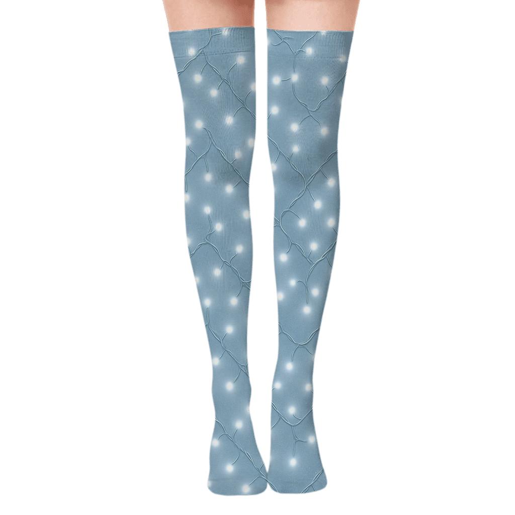 Icicle Filament Chevron On Icy Blue custom over-the-knee socks