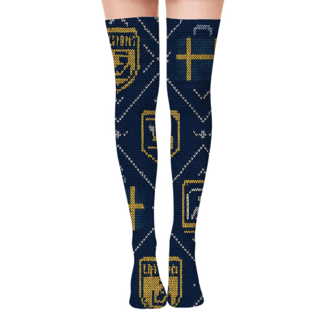 Customs Officer Badge Luggage Lattice soft everyday over-the-knee socks