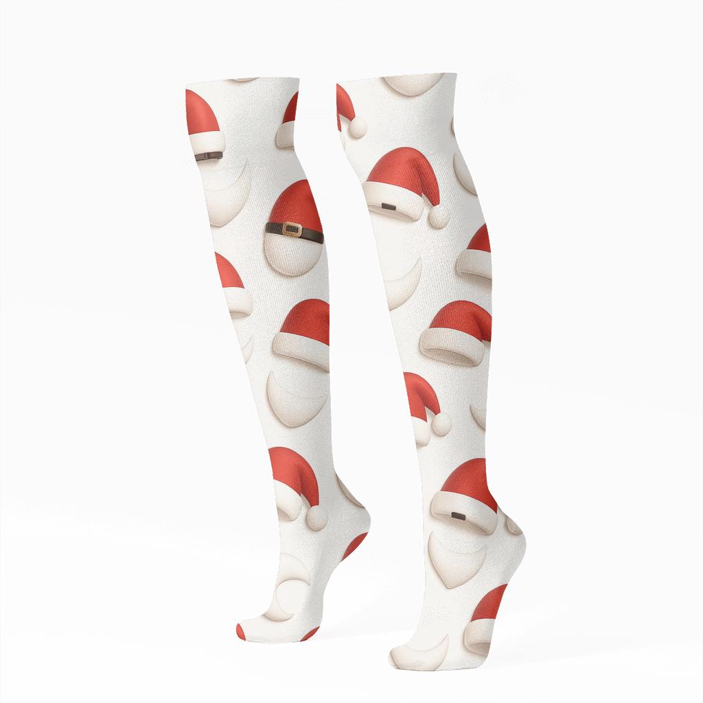 Modern Minimalist Icon Santa Hat Tessellation comfortable cotton knee-high socks