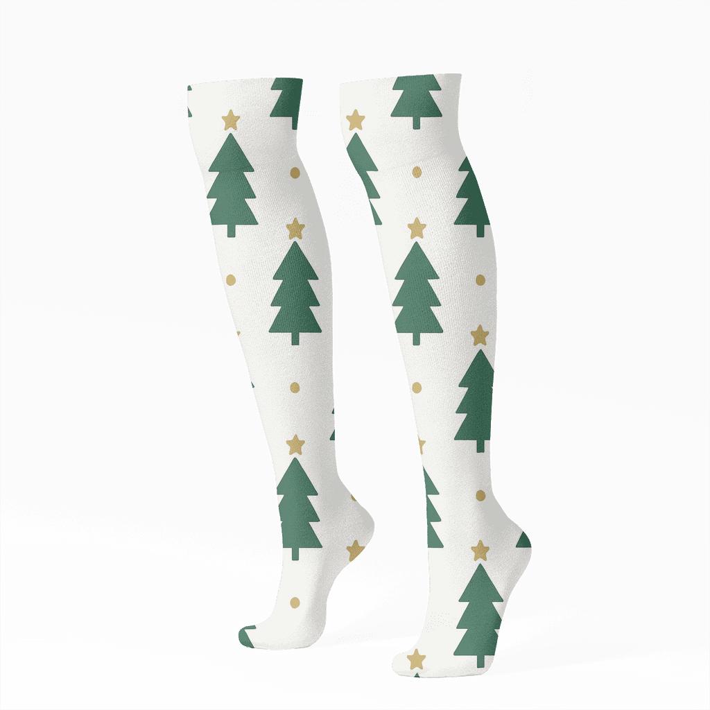 Minimalist Tree Icons In Xmas Dot Matrix personalized knee-high socks