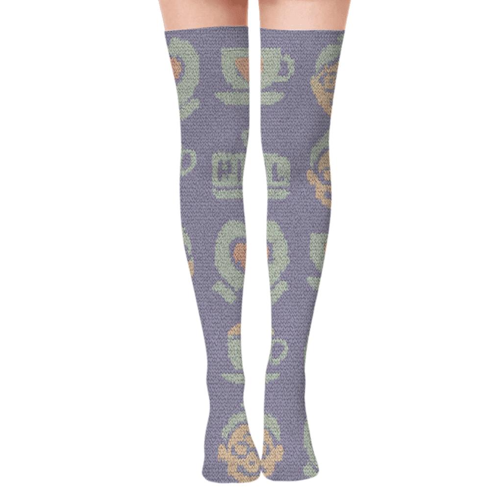 Knitted Comfort Tiles For Caregiver unique graphic over-the-knee socks