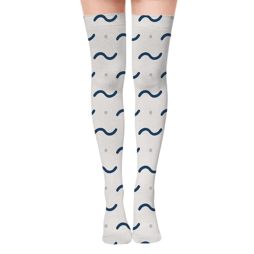 Wavelet Dash Field designer print over-the-knee socks
