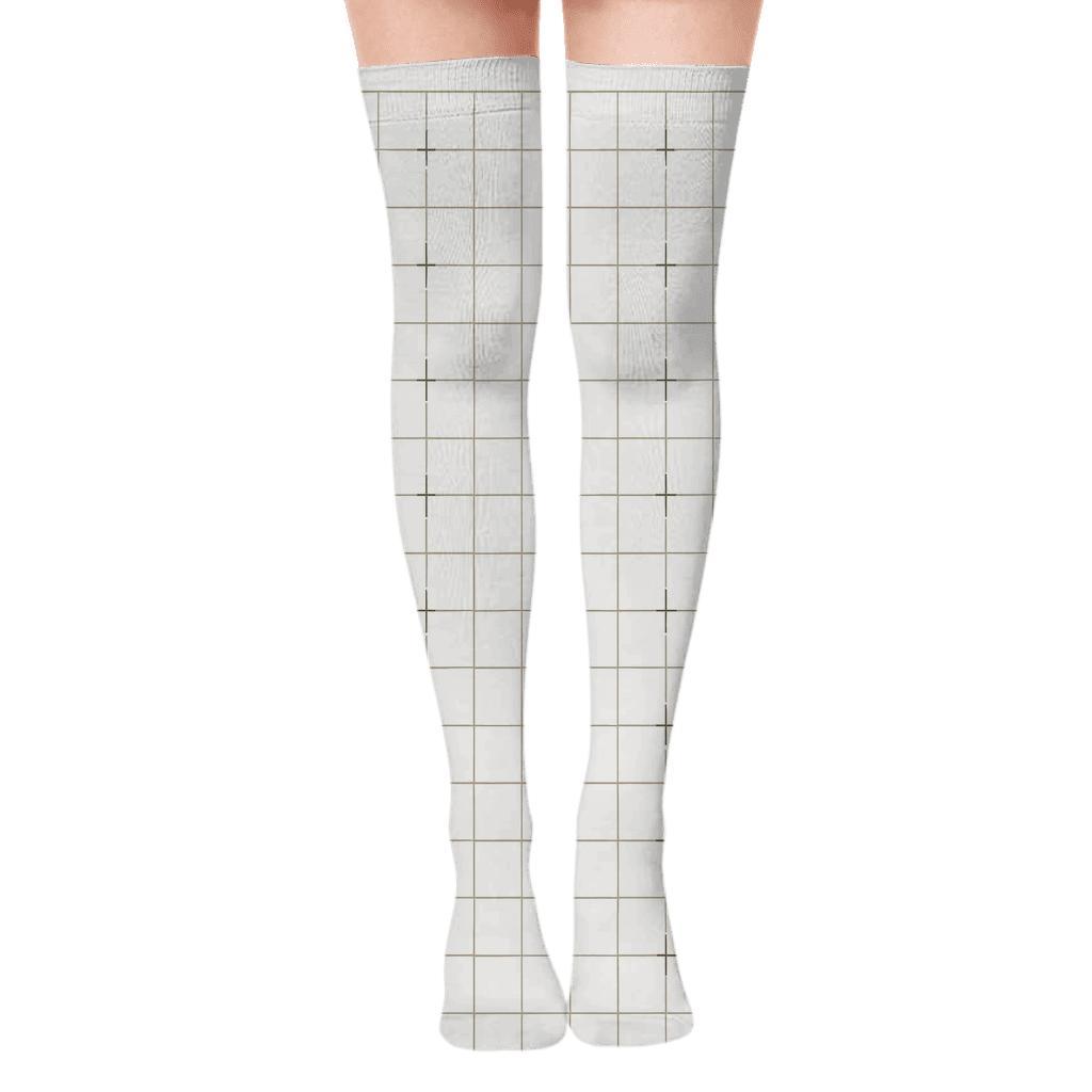 Crossline Meter Grid comfortable cotton over-the-knee socks
