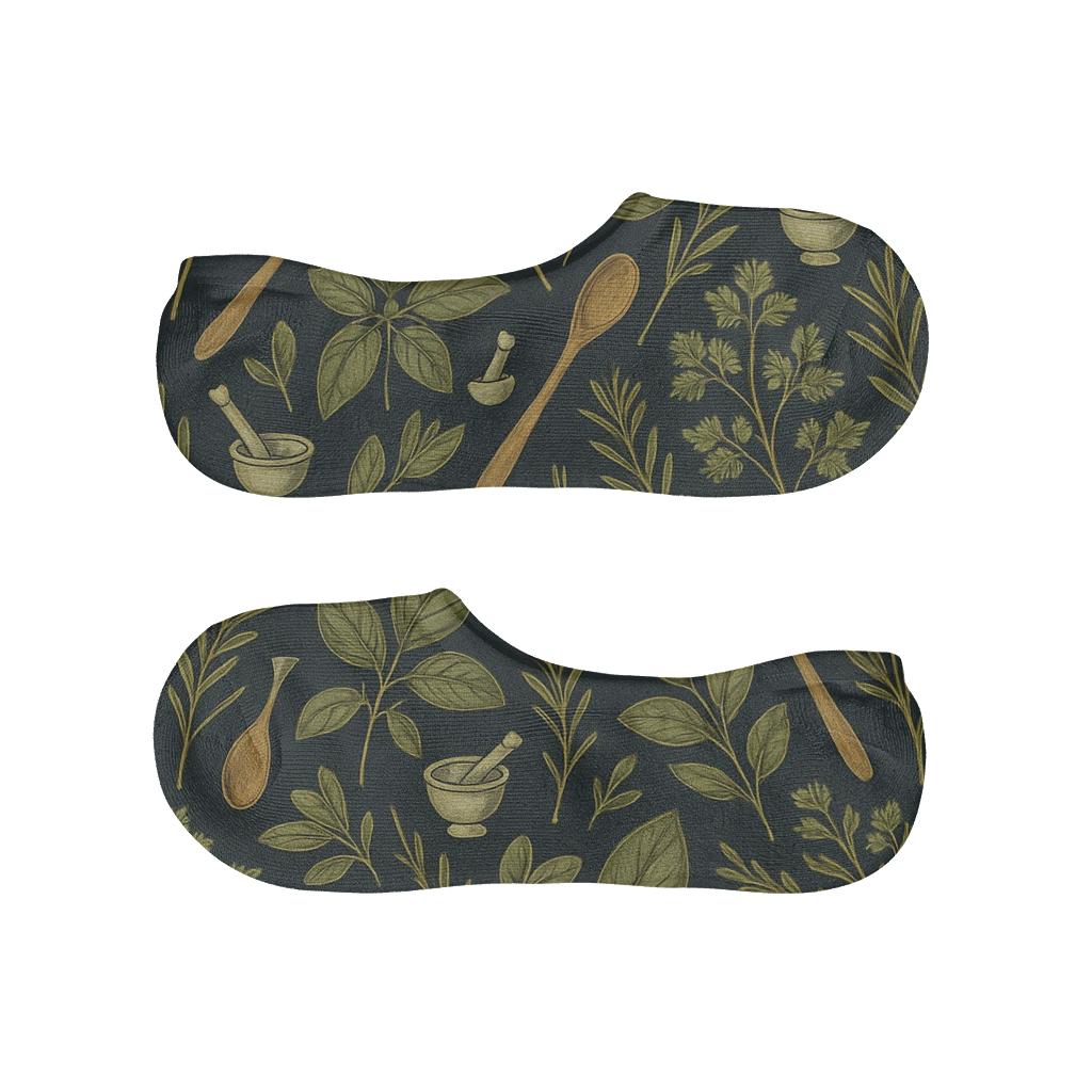 Kitchen Herb Lattice For Cook designer printed no-show socks