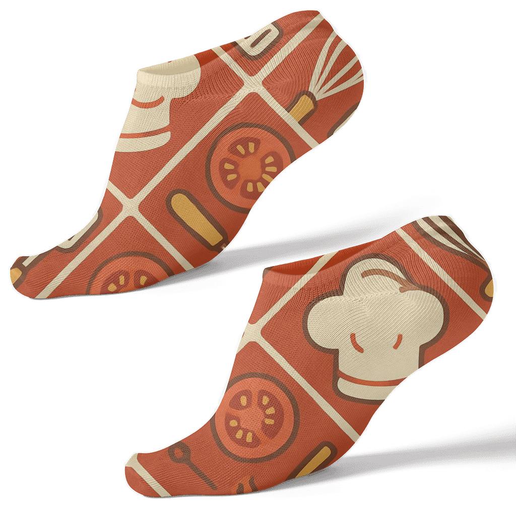 Tomato Red Market Tiles For Chef Life custom ankle socks