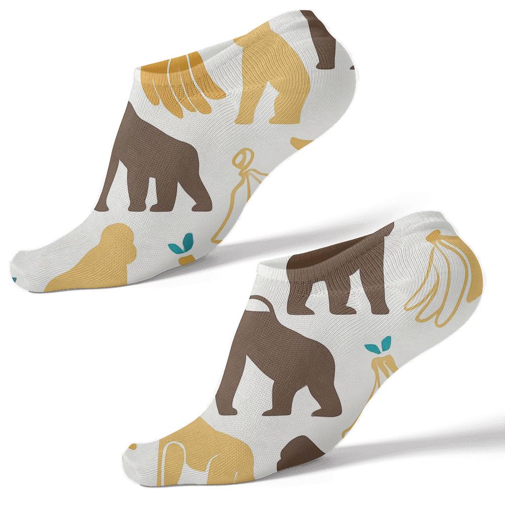 Banana Lattice With Ape Silhouettes custom ankle socks