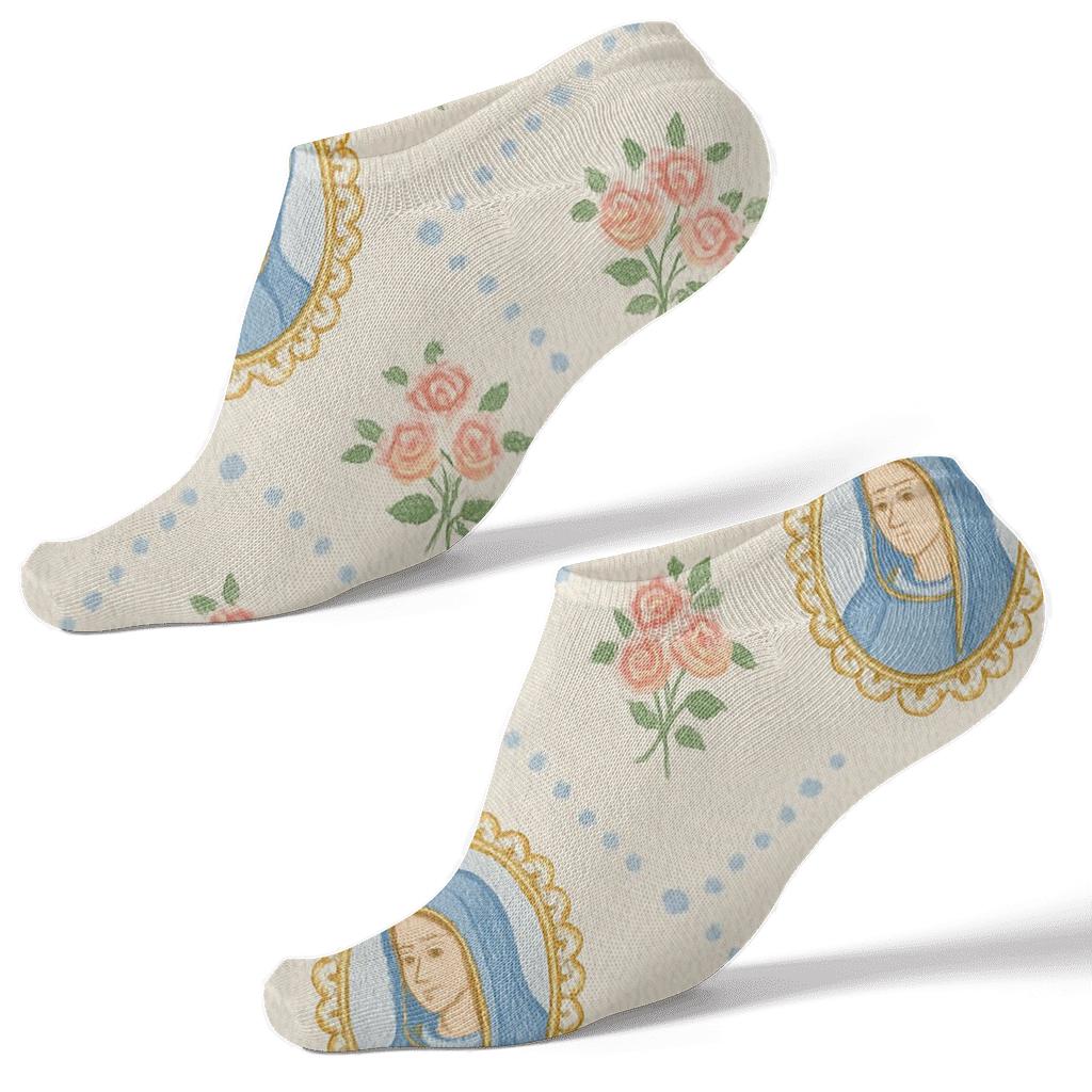Cameo Lattice With Mary In Blue Cloak custom ankle socks