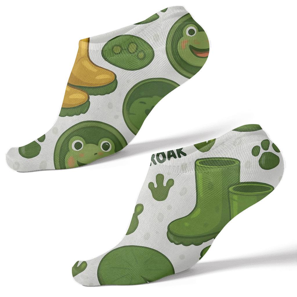 Pond Boots Parade With Frog Accents personalized ankle socks