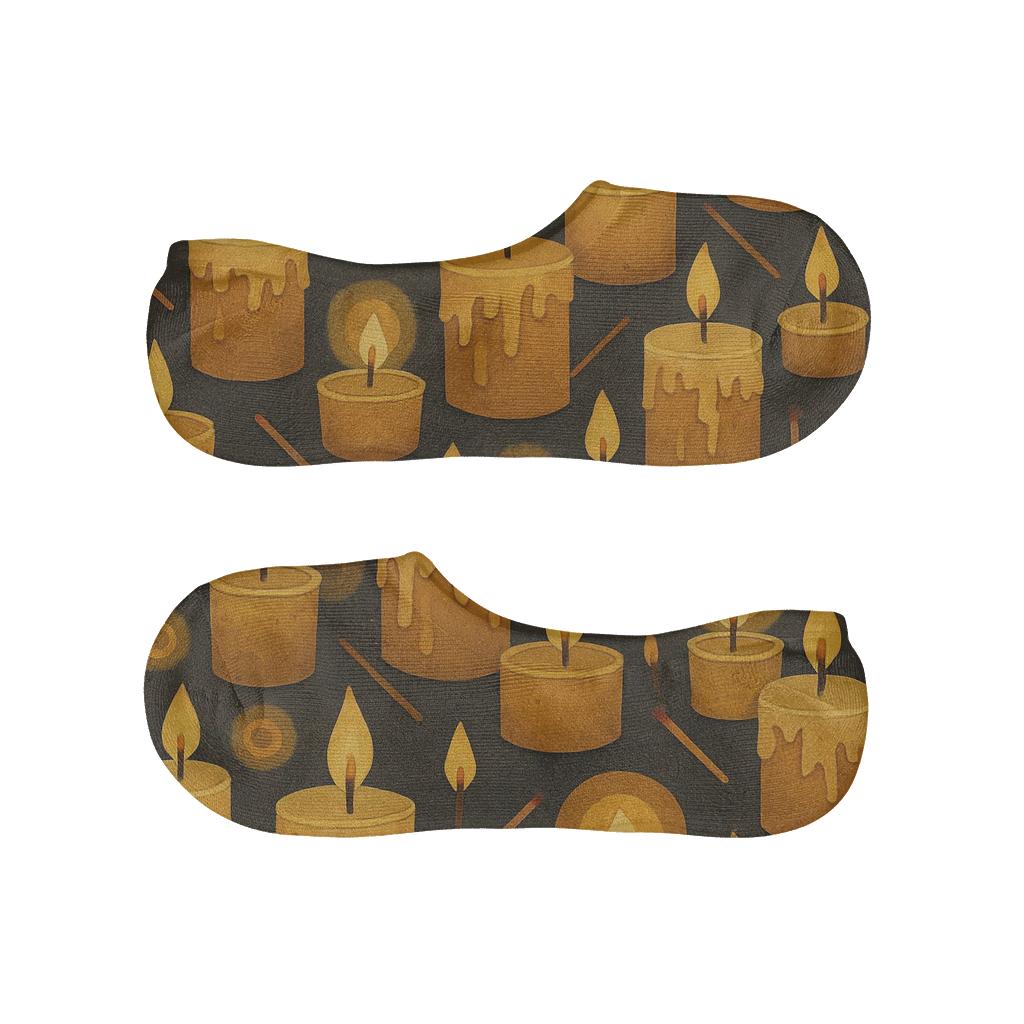 Wax Collage Lattice With Candle Glow designer print no-show socks