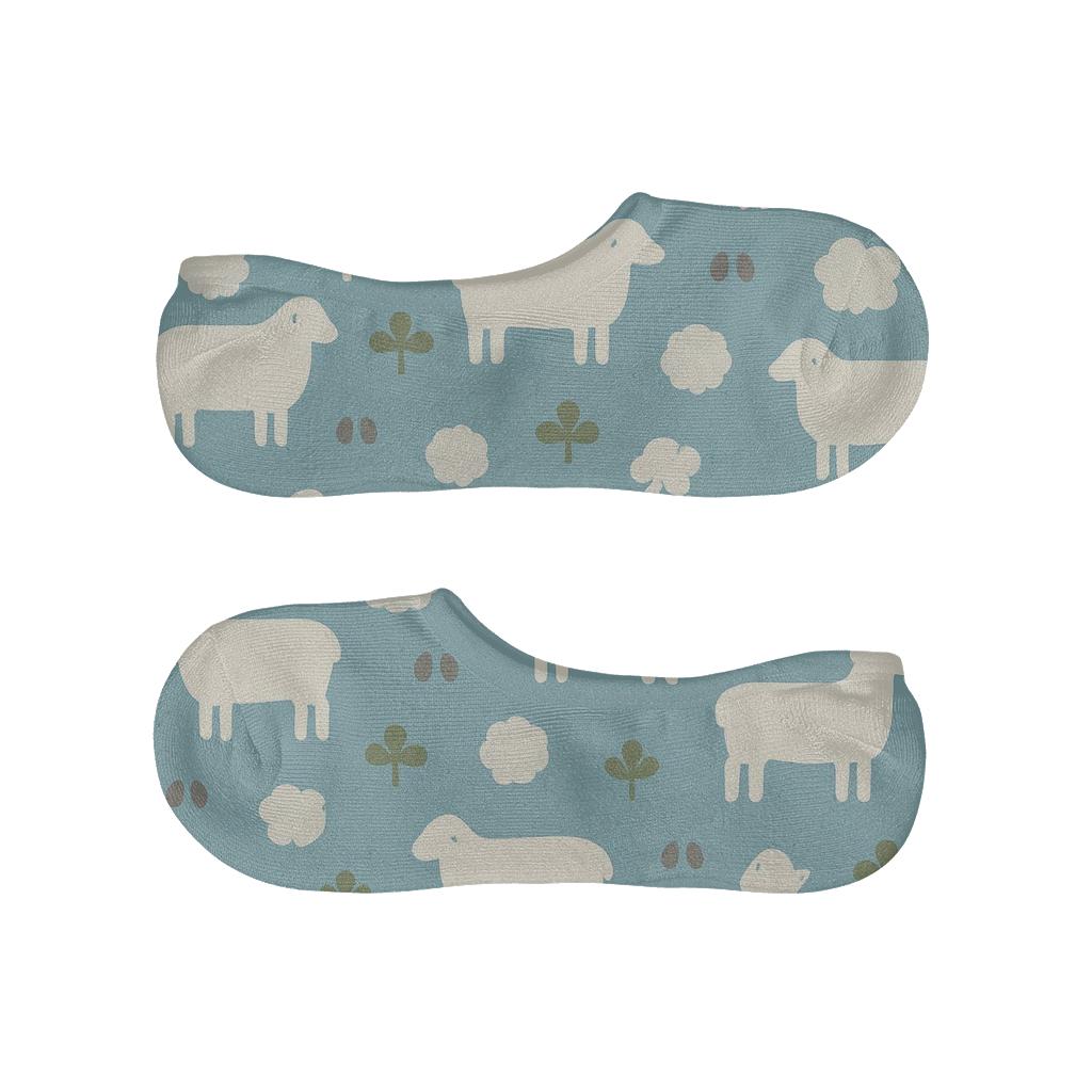 Sky Blue Pasture Tiles With Sheep trendy no-show sock styles