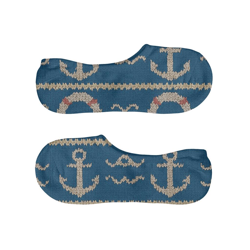 Sailor Knit Illusion Anchor And Wave Tapestry trendy no-show sock styles