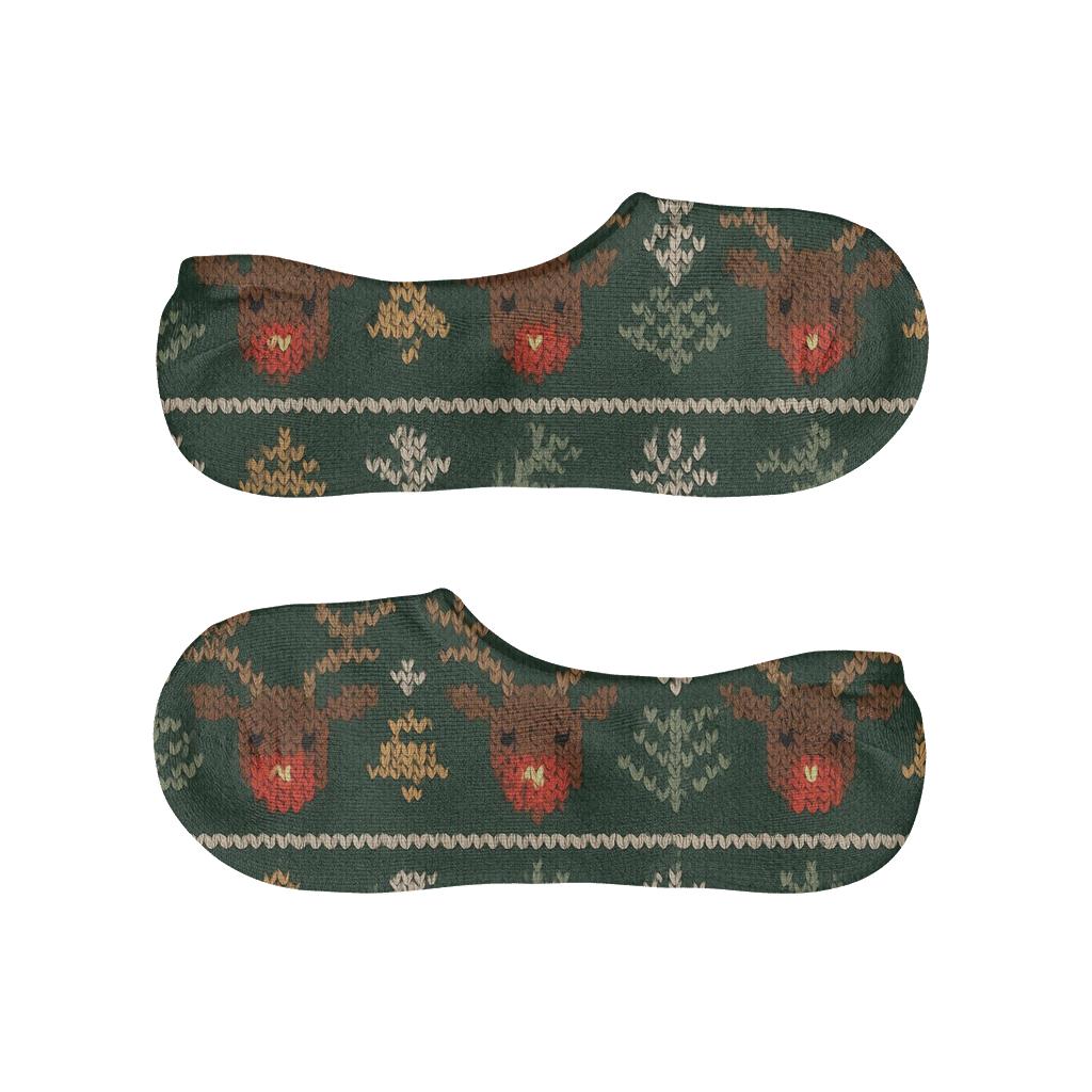 Nordic Knit Rudolph Antler Fair Isle custom no-show socks