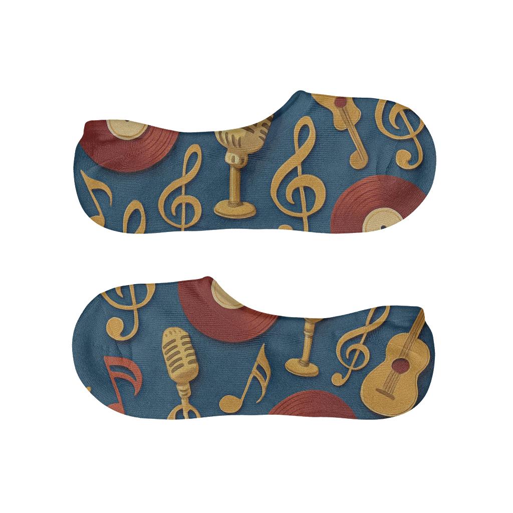 Vinyl Constellation Musician Collage Repeat anti-slip no-show socks