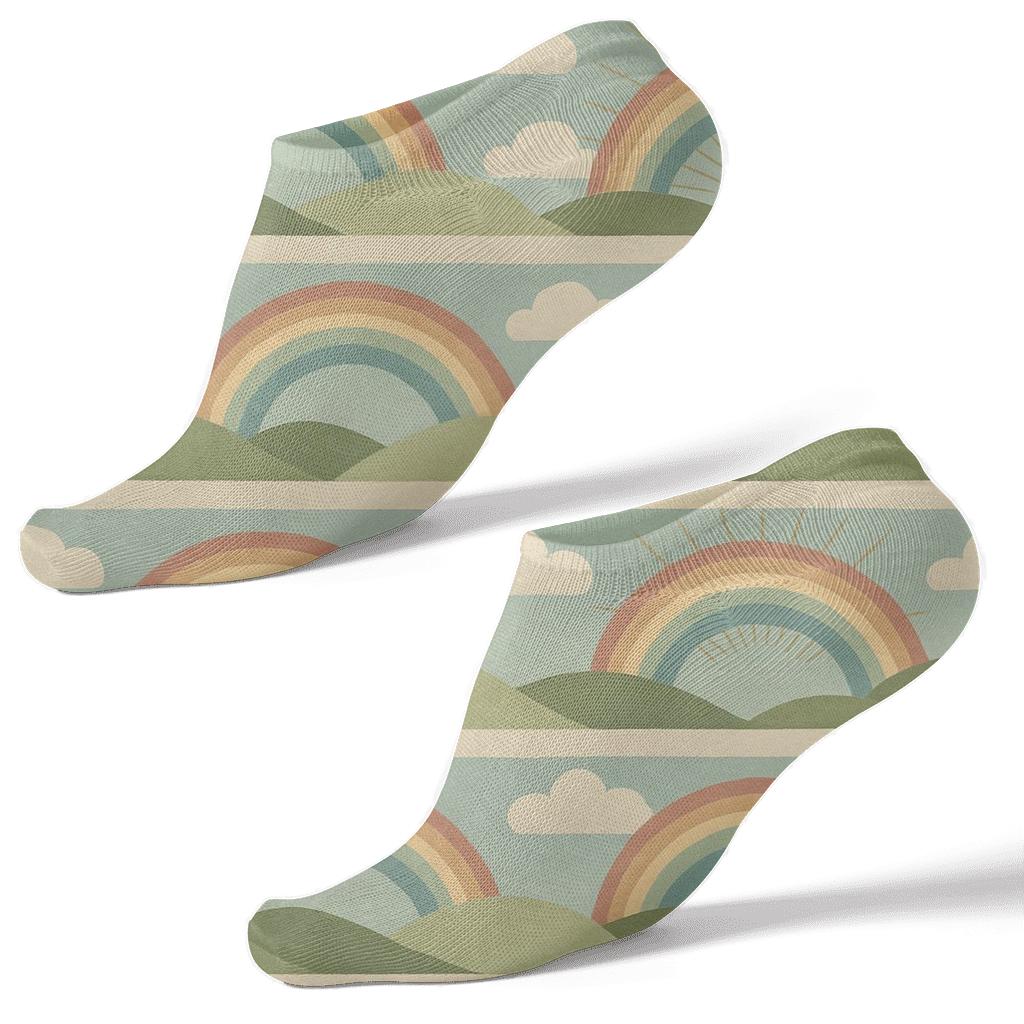 Vintage Sky Study Rainbow Over Hill Band Repeat soft everyday ankle socks