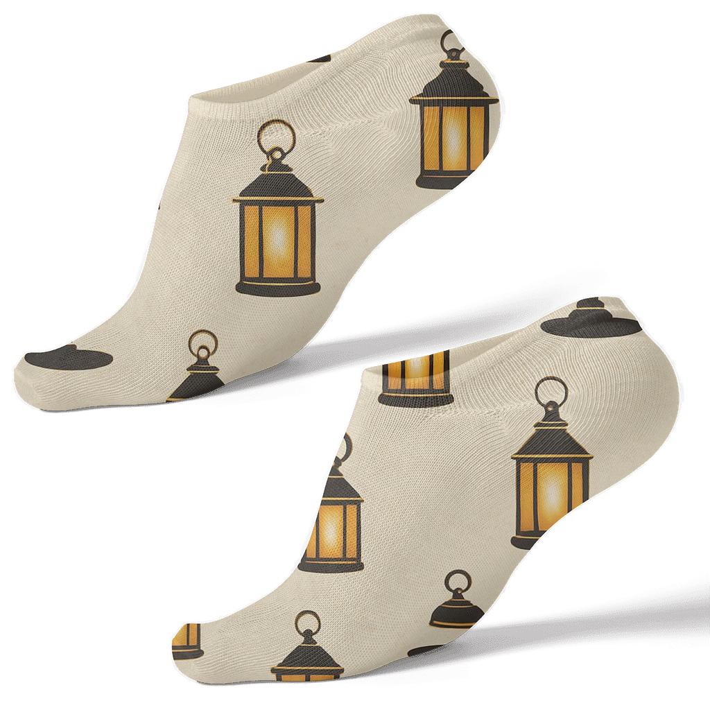 Modern Minimal Street Grid, Warm Lantern Reflections designer print ankle socks