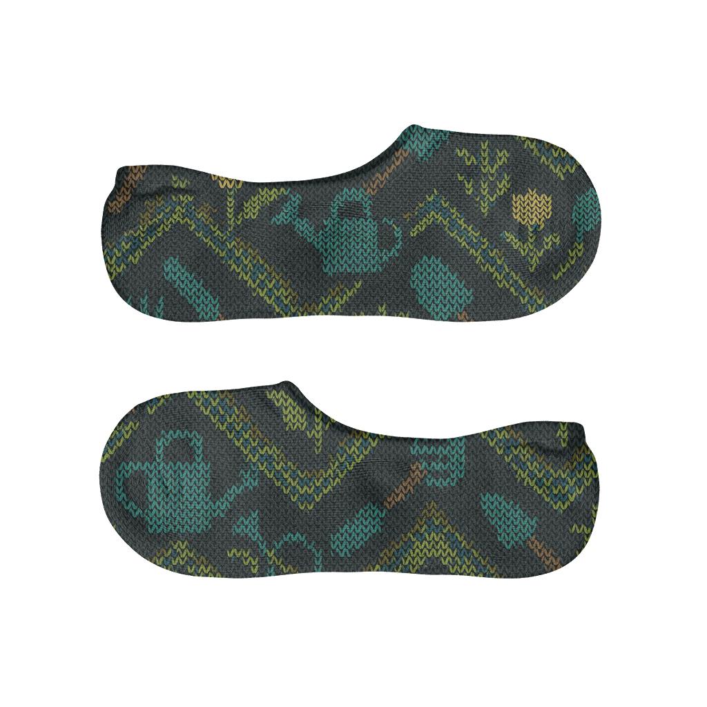 Landscaper Knitted Illusion Tool And Bloom Chevron trendy no-show sock styles
