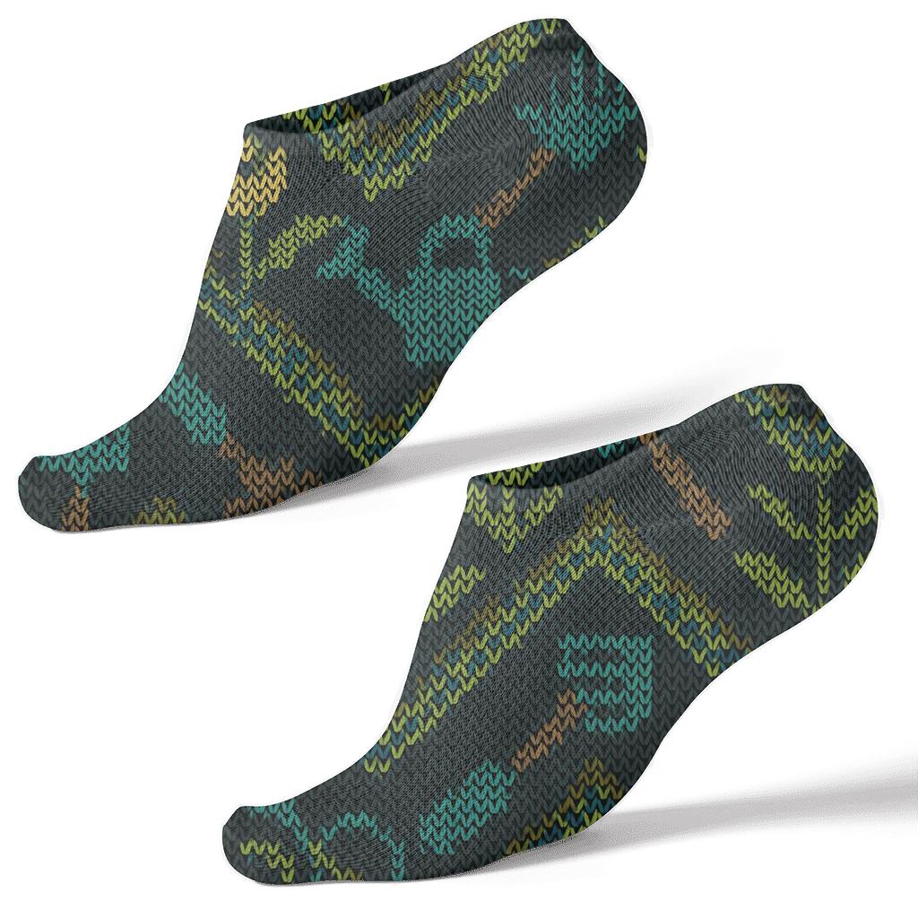 Landscaper Knitted Illusion Tool And Bloom Chevron trendy patterned ankle socks