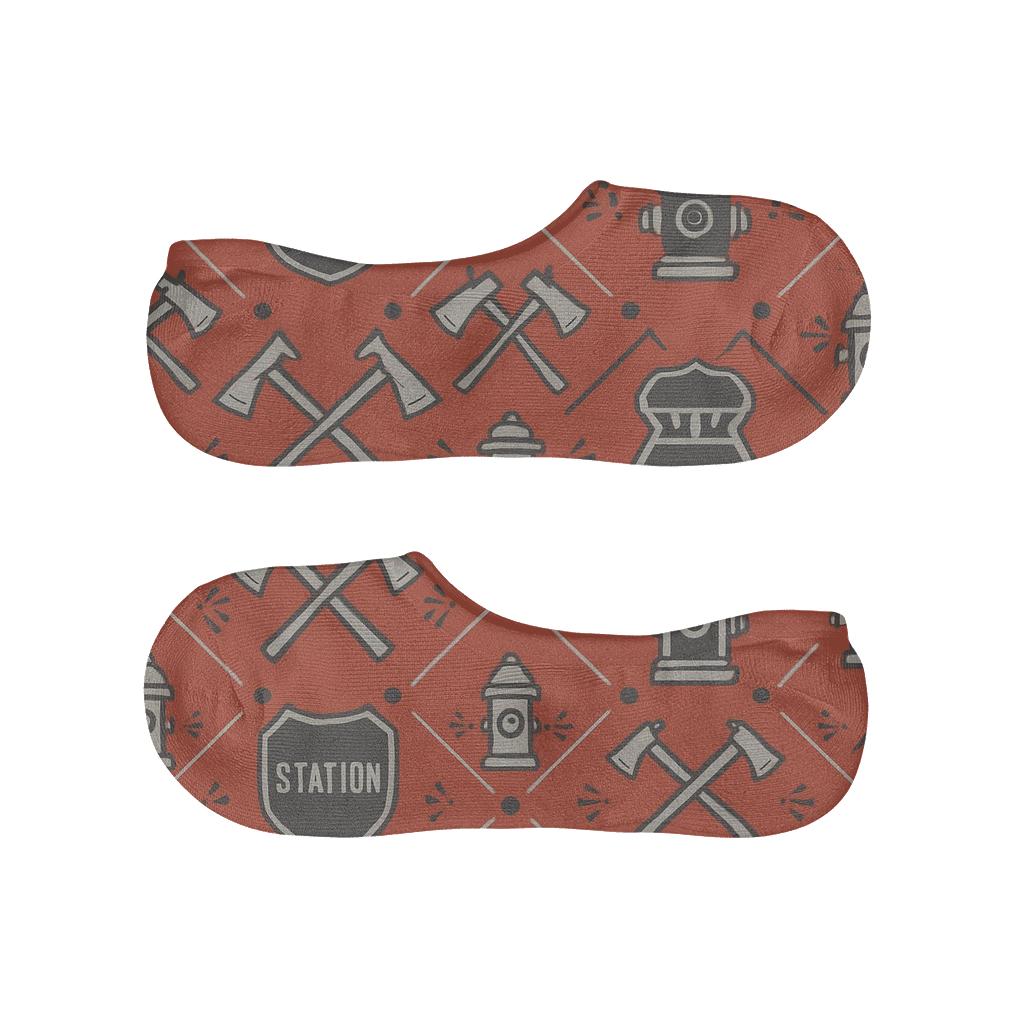 Station Badge Lattice With Fire Fighter Tools personalized invisible socks