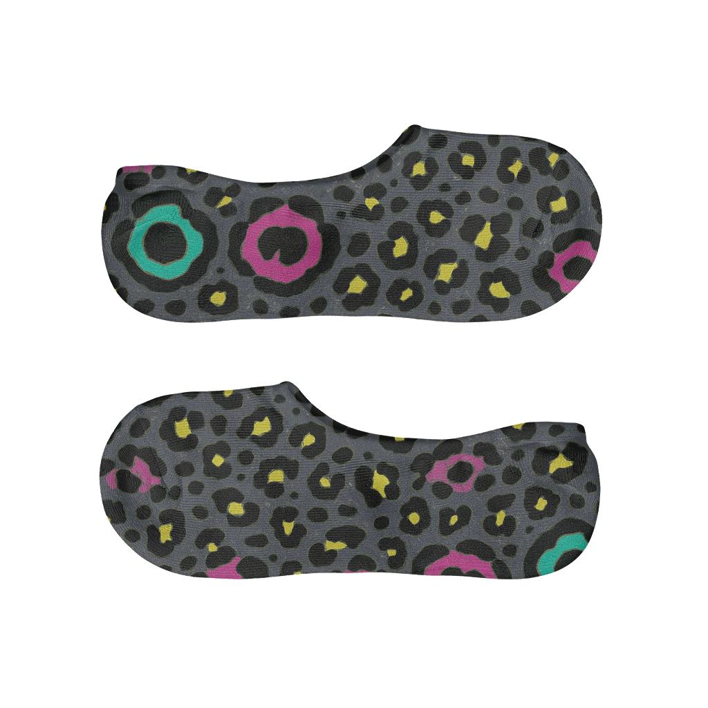 Neon Rosette Wave Bands On Charcoal Background comfortable low-cut socks