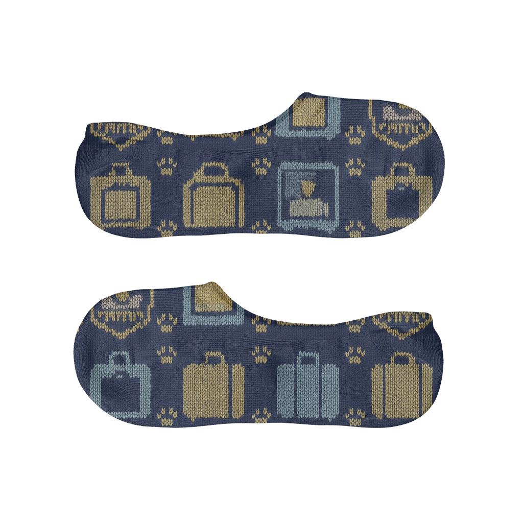 Customs Officer Badge Grid In Navy Knitted Illusion custom no-show socks