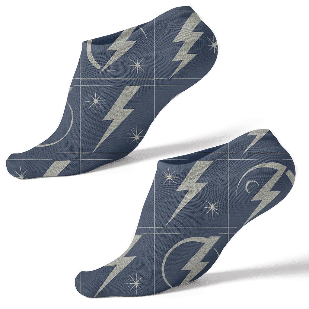 Indigo Industrial Arc Grid Poster Pattern stylish athletic ankle socks