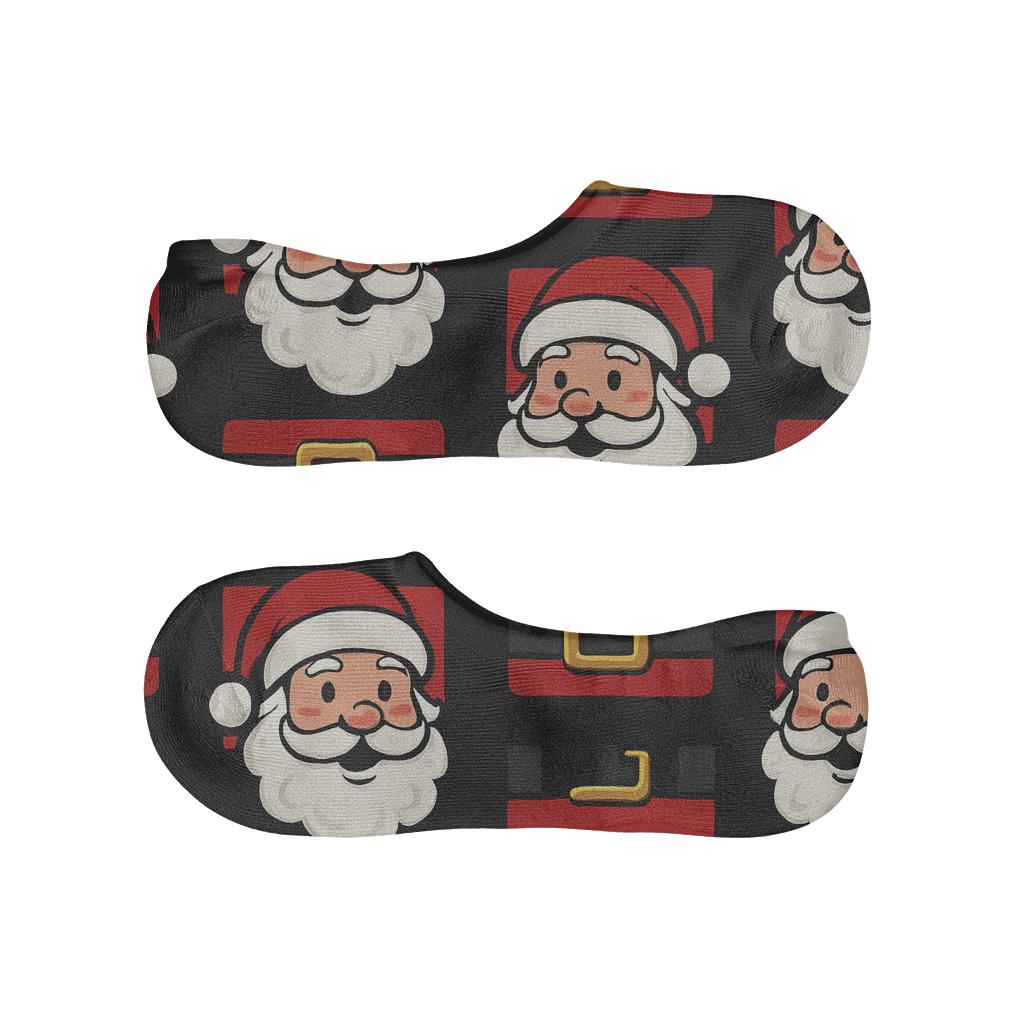 Belt Buckle Border Pattern With Santa Icons comfortable low-cut socks