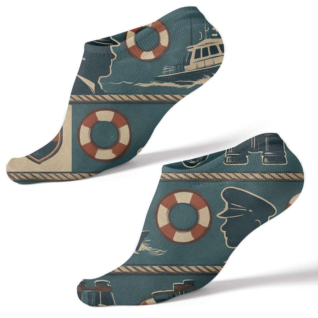 Maritime Collage Coast Guard Officer Pattern Bands unique graphic ankle socks